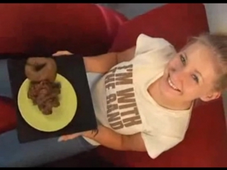 drop dead beautiful girl sexually poops on a plate